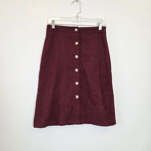 Purple Corduroy Skirt Midi Buttons Twee Old Money Academia Western Modest Small